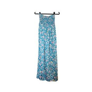 Floral Smocked Chest Strapless Maxi Dress